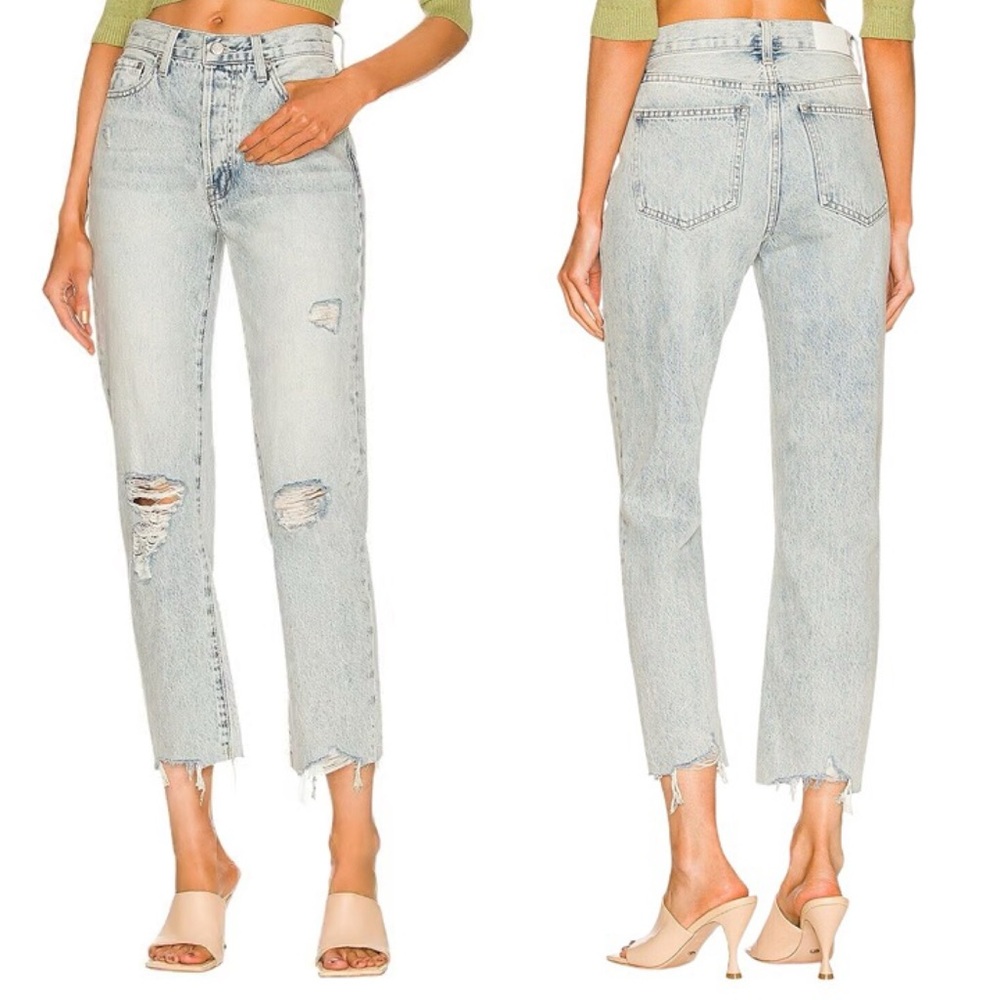 Pistola Jeans 32 Charlie High Waist Classic Straight Fray Ankle Distressed Blue